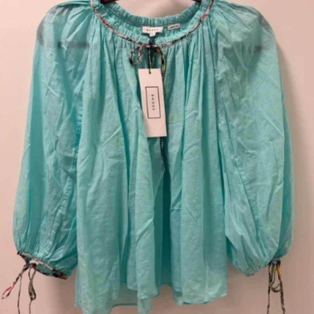 RHODE Jamie Top Aquamarine Blouse NWT